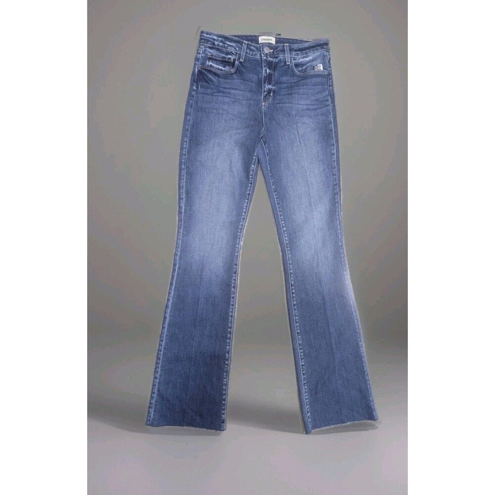 L'Agence  Bootcut Raw Frayed Hem Blue Straight Leg Denim Jeans SZ 29